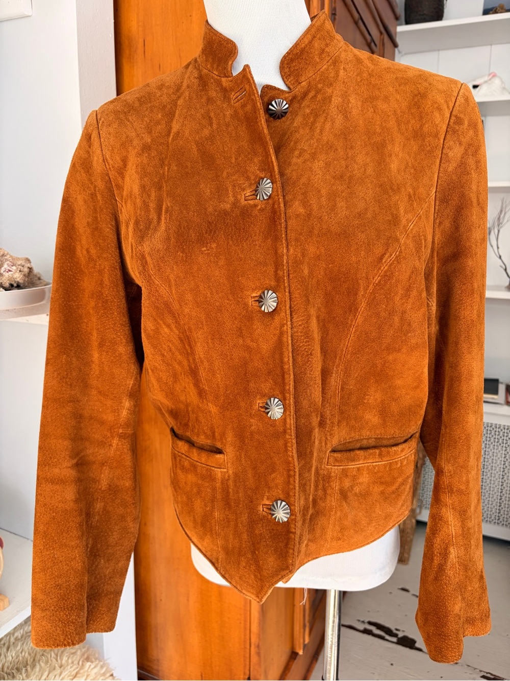 Women's Suede Stand-Collar Jacket in Rust
